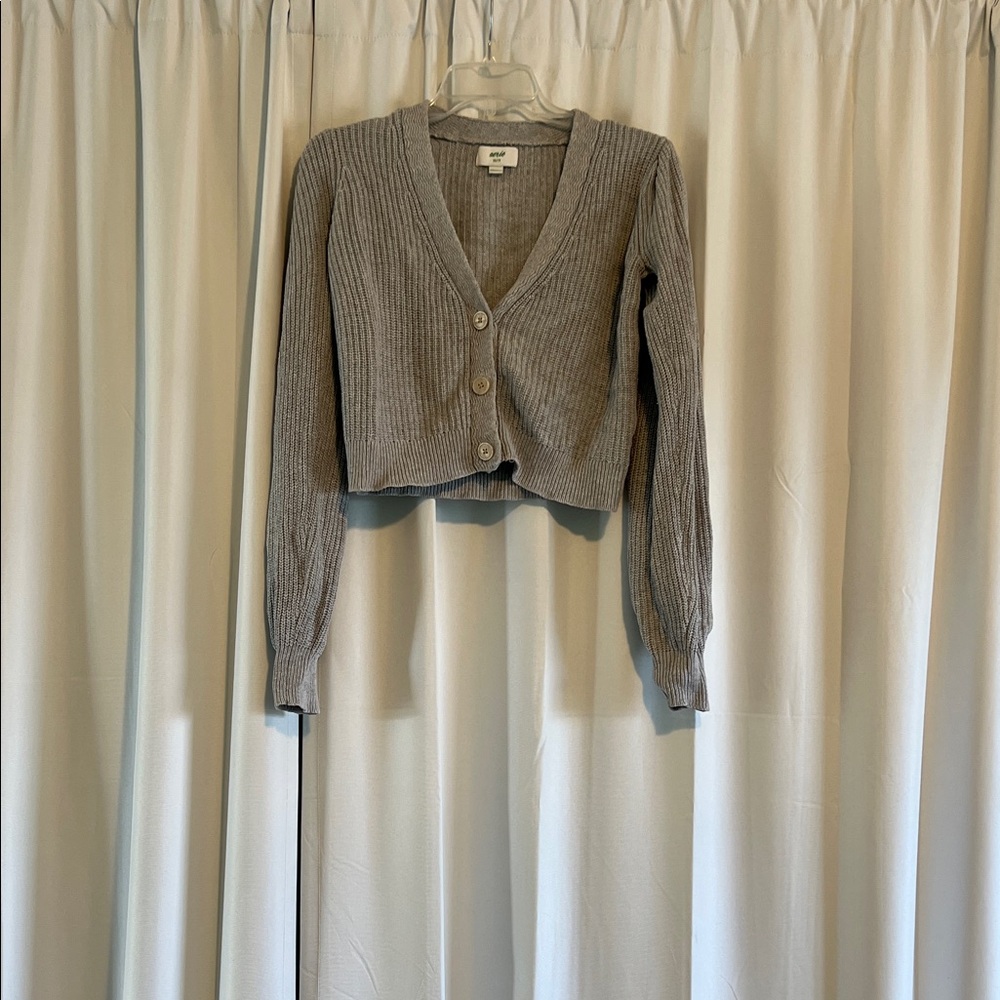 Aerie Gray Button-Up Cardigan